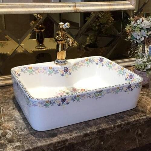 So beautiful rectangular porcelain decoration ceramic bathroom washbasin toilet sink