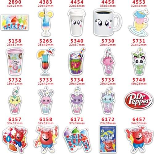 DIY Craft Supplies Sewing Accessories Cartoon Drinks Printed Planar Resins Mold 30 Pieces. PR-2890