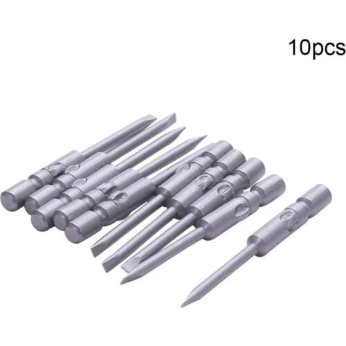 Utoolmart 10Pcs 1.6/2/ 2.5/ 3/ 4/ 5mm Slotted Screwdriver Bits 40/60mm Length 4/5/6mm Shank Diameter S2 Round Shank Magnetic Bit