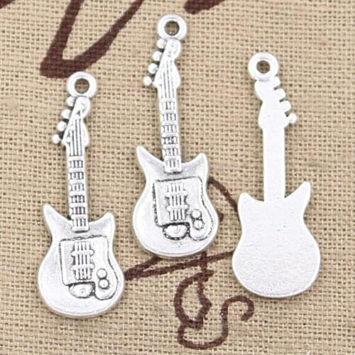 12pcs Charms Electic Guitar 35x12mm Antique Making Pendant fit,Vintage Tibetan Bronze Silver color,DIY Handmade Jewelry