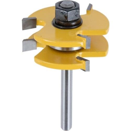 2Pcs Router Bit 3 Teeth 6mm Shank Carbide Steel Cutter Tongue And Groove