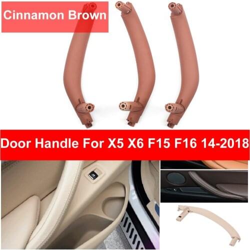 3PCS LHD Front Rear Left / Right Car Inner Door Pull Handle Trim Cover Armrest Cinnamon Brown For BMW X5 X6 F15 F16 2014-2018