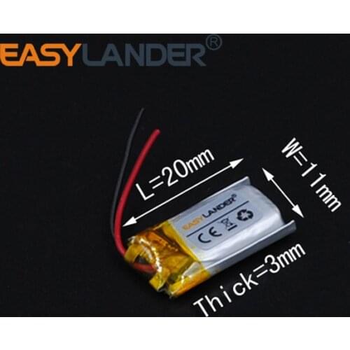 301120 3.7V 55mAh Rechargeable li Polymer Li-ion Battery For bluetooth headphone headset mp3 mp4 Bracelet Wrist Watch 031120