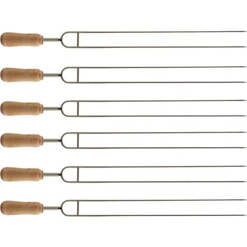 6pcs Stainless Steel U-Shaped Barbecue Brazing Fork Needle Grilling Skewers Double Prong BBQ Tools
