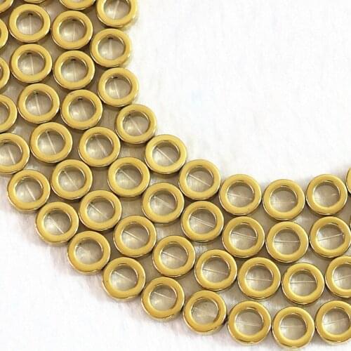 6 style natural nomagnetic hematite stone circle tube heart abacus star gold-color loose beads diy jewelry findings 15inch B196