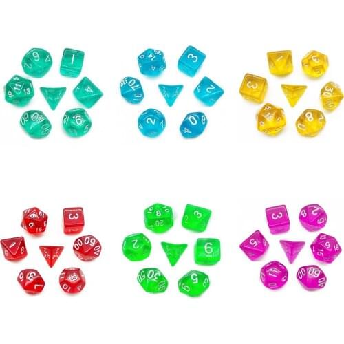 7pcs/Lot Astrology Tarot Constellation Divination DND Polyhedral Dices 7 Sided Clear for Bar Party Funny Board Game Dices