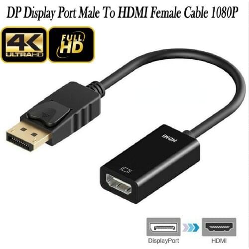 Alfavoce 4K/1080P DisplayPort DP Male to HDMI Female Cable Adapter Display Port Converter for Projector HP Dell Laptop