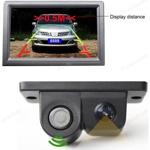 3in1 4.3" Car Monitor 2 video input with Sound Alarm Car Parking Sensor Camera Backup Radar Reverse System