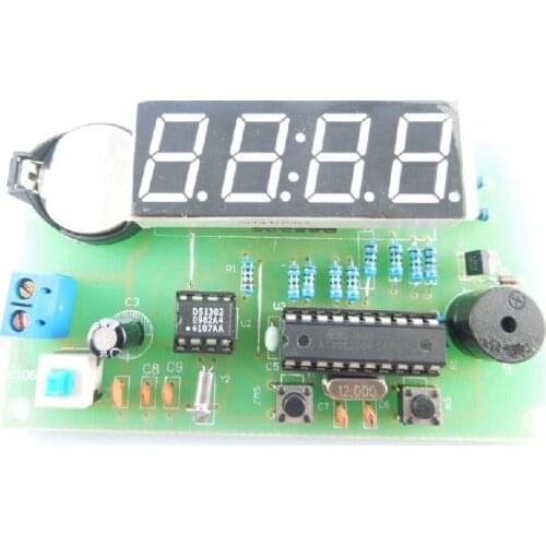 Free Shipping! 1pc 4-bit SCM AT89C2051 DS1302 digital clock DIY kit