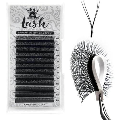 Free Sample YY Eyelash Extension Professional Eyelash Extension Supplies Y Shape Matte Eyelashes Makeup Maquiagem cilios