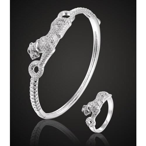 New Arrival Cute Leopard Animal Bangle&bracelet For Womens Couple Jewelry Metal copper Bracelet Cubic zircon Bangle With Box