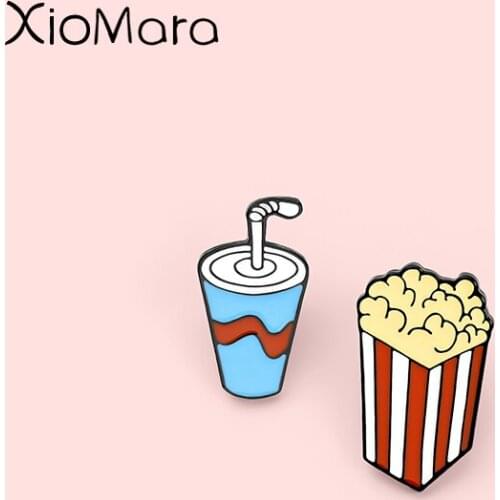 Cola Popcorn Enamel Pins Cinema Standard Must-haves Brooches Lapel Badges Cartoon Jewelry Gifts for Friend Wholesale Pin