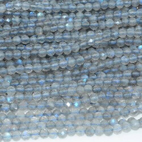 Natural Darker Material Labradorite Faceted Round Beads 4mm - For Sale - 20% off for 2 strands