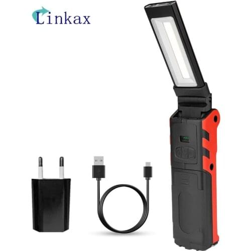 COB LED Work Light USB Rechargeable Flashlight Magnetic Hanging Hook Lamp Car Repair Inspection Lamp For Outdoor Camping