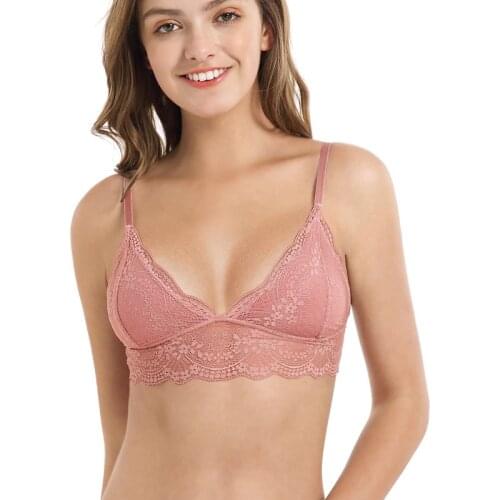 DeRuiLaDy Seamless Sexy Lace Bras for Women Halter Underwear Intimate Wireless Push Up Bras Translucent Bralette Sexy Lingerie