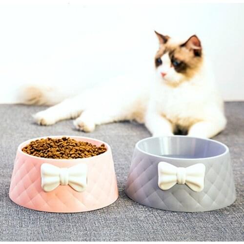 Pet Dog Feeding Food Bowls Puppy Lovely Bowknot Feeder Dish Bowel Bow Cat Bowl pet supplies pet water bottle dog stuff
