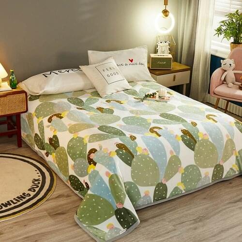 Nordic INS Green Cactus Soft Print Double-side Blankets Throws Plaids Flannel Coral Fleece Microfiber Bedsheet Nap