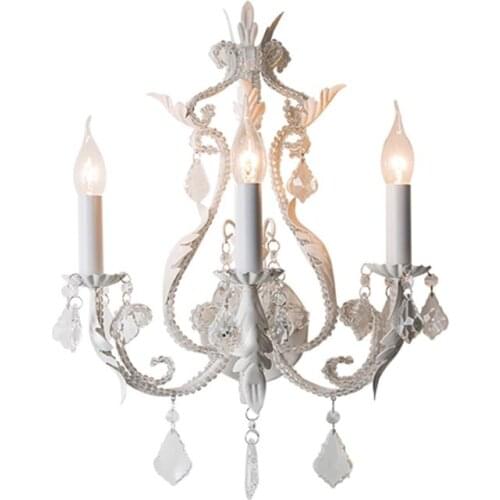 French simple princess childrens room bedside lamp retro pastoral living room villa crystal wall lamp