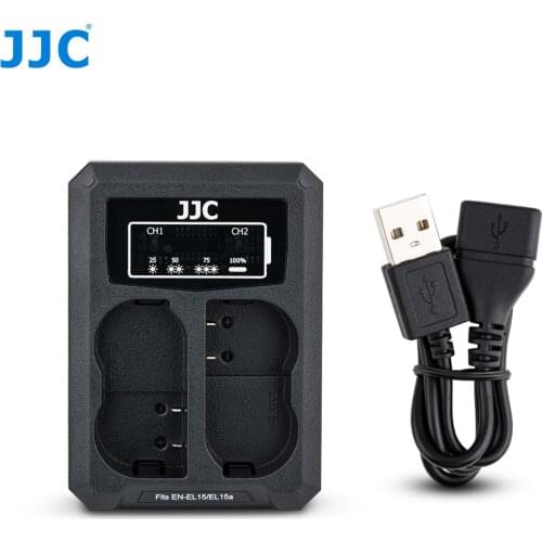 JJC USB Dual Battery Charger for Nikon EN-EL15 EN-EL15a EN-EL15b Battery on Camera Z7 Z6 D850 D810A D810 D800 Replaces MH-25A
