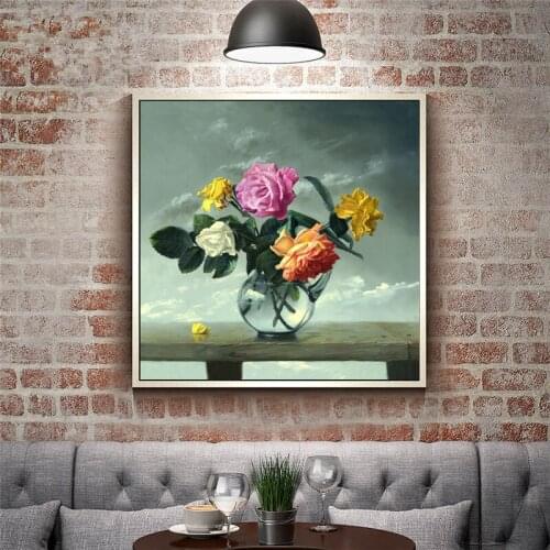 Realist Flower Oil Painting Canvas Prinitngs Wall Art Picture for living room Home Decor Unframed HD Print Canvas Painting