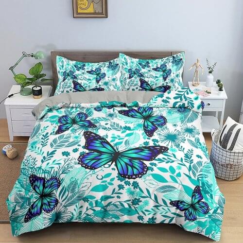 3D Animal Butterflies Bedding Set Luxury Duvet Cover Set King Queen Quilt Cover For Bedroom 2/3Pcs Home Decoration