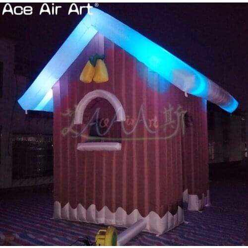 Beautiful Led lighting Xmas house inflatable Christmas Room,3x3m decoration building balloon for sale