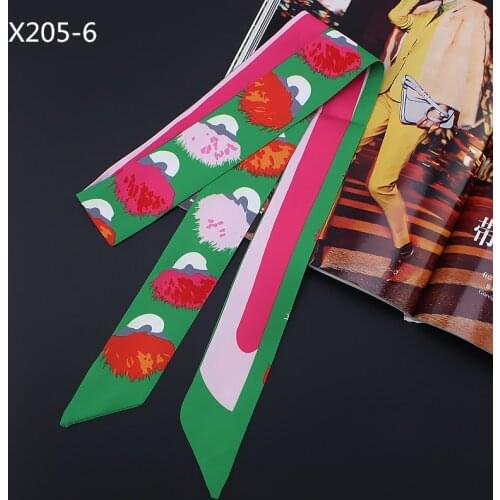 Little Monster Flower Skinny Silk Scarf 2021 New Brand Scarf For Women Fashion Head Scarf Long Bag Scarves Wraps chusty jedwabne
