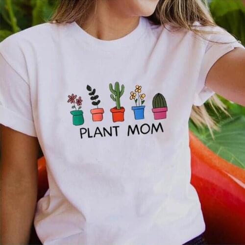 Fashion Cactus Cute Plant Print T Shirt Women Tops Summer Short Sleeve Hipster Tee Shirt Femme Casual T-shirt Camiseta Mujer