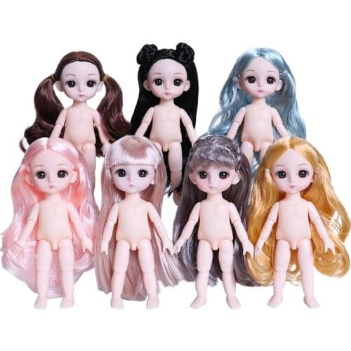 New Bjd Doll 1/12 16cm Mini 13 Movable Joints 3D Real Eye Baby Plastic Naked Nude Body Fashion Dolls Toys for Girls DIY Gift