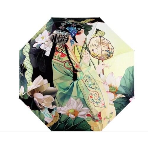 The New Chinese Style Antiquity Ultra Fine High-grade Girls Triple Umbrella Thickening Anti UV Hot Selling Abstract Art