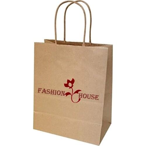 Manufacturers wholesale 500pcs/lot cheap Recycle Kraft Brown paper shopping bags custom printed logo with handle Package bag