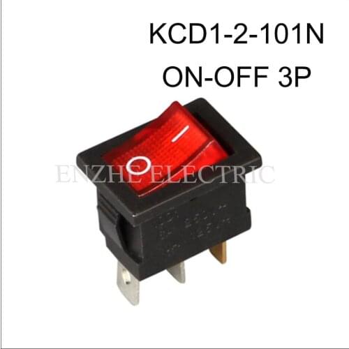 100PCS Switch KCD1-2-101N lamp lens illuminated Rocker Switch 3 Pin ON-OFF 6A/250VAC 10A/125VAC Motorcycle modification switch