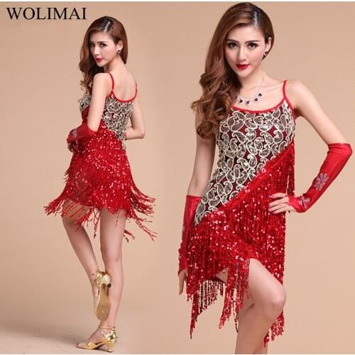 Latin Dance Dress Women Tassel Salsa Samba Tango Latin Dance Dress Latin Competition Dresses Tango Dance Skirt Mordern Dancewear
