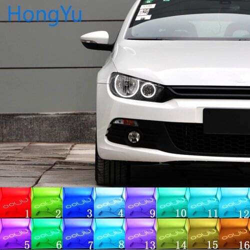Multi-color RGB LED Angel Eyes Halo Ring Eye DRL RF Remote Control for Volkswagen VW Scirocco 2008 -13 non projector Accessories