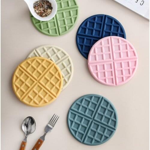 Silicone Heat-resistant Cup Pad Pot Pad Super Thick Round Coaster Waffle Plate Korea Placemats for Table Silicone Mat Posavasos