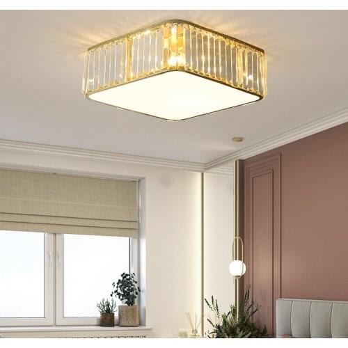 Modern Simple Square Bedroom Lamp Golden Lighting Creative Lighting Corridor LED Crystal Ceiling Lamp