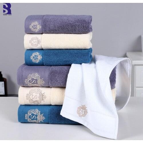 SunnyRain 3-Piece Embroidered Cotton Towel Set Bath Towels for Adults Face Towel Bathroom Set