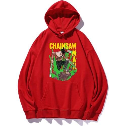Chainsaw Man Hooded Sweatshirt Pullover Outfit Cotton Long Sleeve Anime Cartoon Printed Cosplay Costume Men Women Casual Hoodies