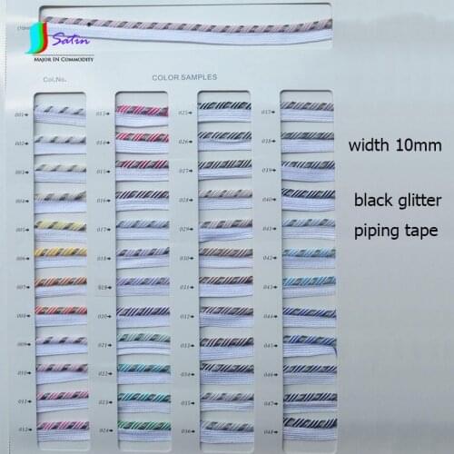 By Roll Clothes Dress Sports Coat Bag Sew Decoraiton Hat Colorful Stripe 10mm Black Glitter Piping Tape A0668L