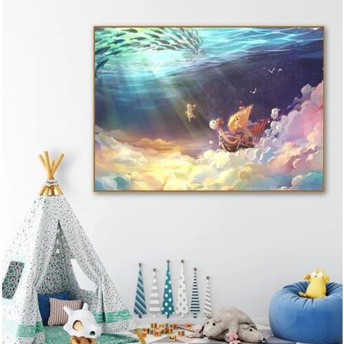 Japanese Anime One Piece Canvas Painting Cartoon Wall Art Posters and Prints Canvas Childrens Bedroom Home Decor Frameless