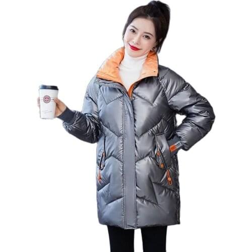 2021 Mid-length Winter Jacket Fashion New Womens Down Cotton Jackets Simple Design Hooded Coats Warm Thicken Short Casual Parka