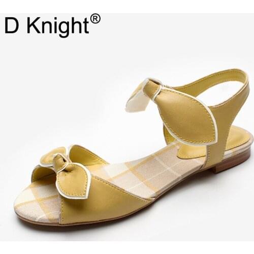 2020 Women Sandals Flats Open Toe Bow Shoes Women Ankle Strap Casual Ladies Office Party Sandals Dropshipping Zapatos De Mujer