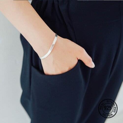 Silver Flat Snake Bone Chain Bracelets For Women Wave Shape Understated Delicate Simple Career Female Party Jewelry Accessories