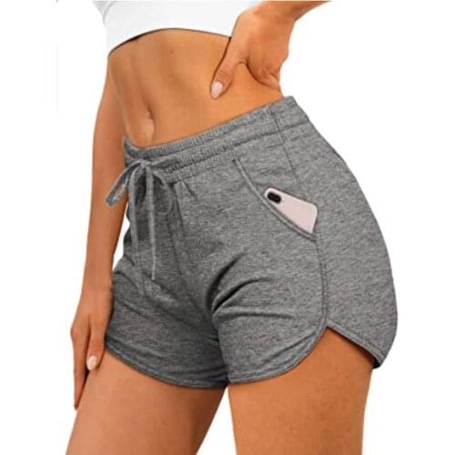 Women Letter Print Sport Shorts Irregular Hem Drawstring Waist Short Pants with Pockets Summer Workout Clothes