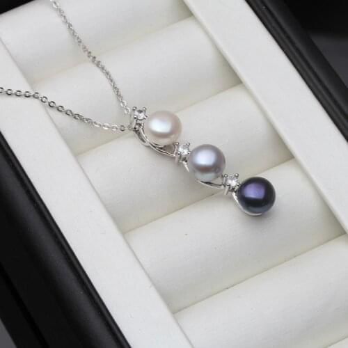Fashion Natural Freshwater black Pearl Pendants Elegant Necklace Multi beads Jewelry For Women wedding gift