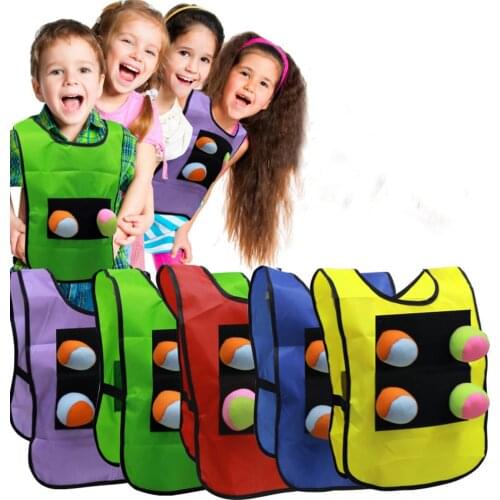 1Set Children Outdoor Sports Game Props Vest Waistcoat With Sticky Ball Throwing Toys Sticky Jersey Vest