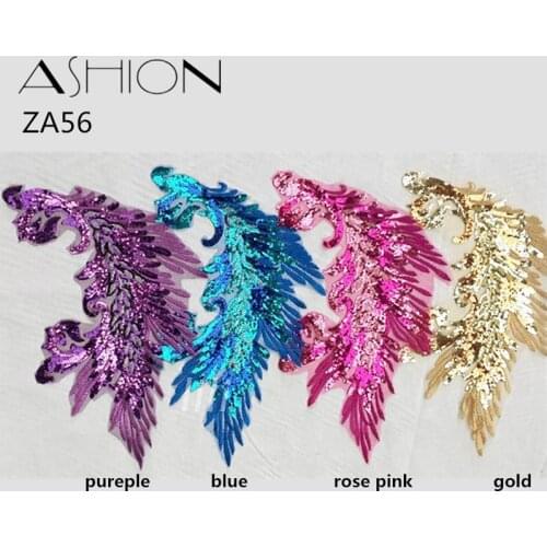 1 pair 25*40CM Multicolor optional sequins lace wings Dance costumes lace applique patch embroidered diy accessories ZA56