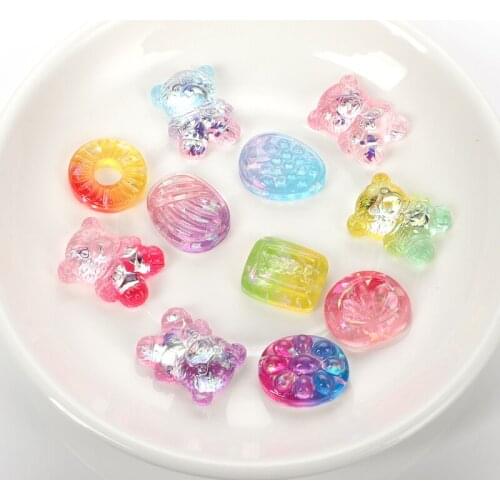 10Pcs 6 Styles Geometric Shape Gradient Color Resin Accessories Scrapbooking Cabochon Flatback Decoration Craft Embellishment