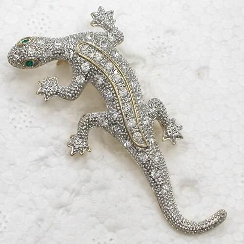 12pcs/lot Wholesale Fashion Brooch Rhinestone Gecko Pin brooches C102141