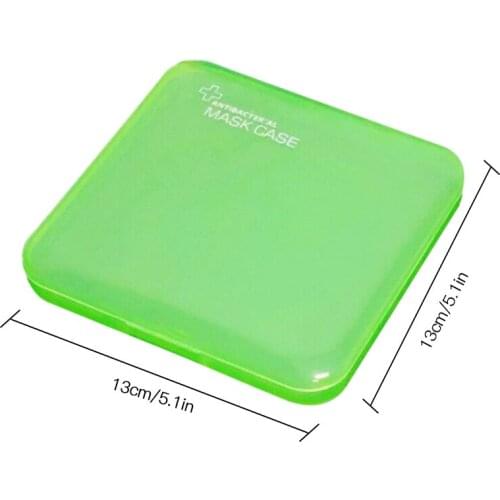2 Pieces Mouth Cover Storage Single Use Mouth Cover PP Organizer Case Portable Box, Transparent, Green